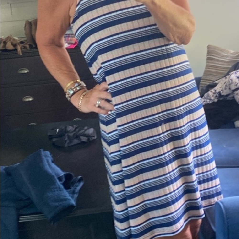 Miami Asymmetrical Striped Gold Sparkle White and Blue - Picture 6 of 6
